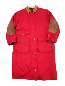 Eddie Bauer Jacke Herren klein rot lang Scheune Feldmantel Cord Kragen Daunen - Bild 1 von 14