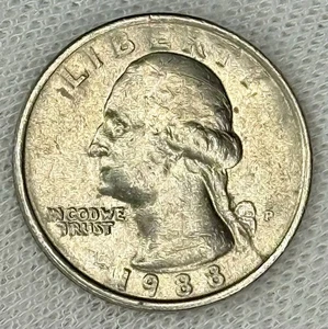 1988 “P” Mint Mark with Machine Doubling, Circulated Washington Quarter - Picture 1 of 3