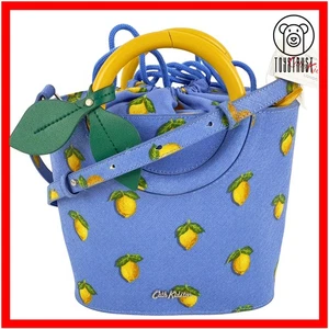Cath Kidston Mini Bucket Bag Grab Handle Cross Body Strap Little Lemon Blue CP37 - Picture 1 of 17