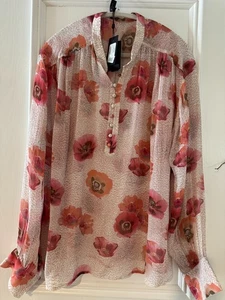 NEU Rag & Bone Carla Floral Langarm Button Down Chiffon Shirt Gr. XL - Bild 1 von 10
