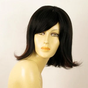 perruque femme 100% cheveux naturel mi longue méchée noir/rouge HELENA 1b410 - Picture 1 of 9