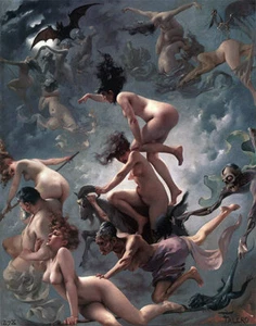 Streghe Nude Visione di Faust Luis Ricardo Falero fine ART fantasia stampa su tela - Foto 1 di 1