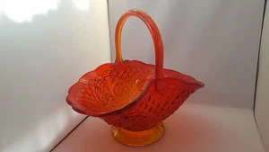 Cestino vintage Indiana vetro Canterbury tramonto rosso manico amberina - Foto 1 di 6