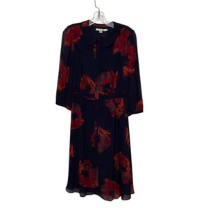 Boden Blue and Red Floral Midi Dress Womens Size 6L - Picture 1 of 11