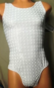 NWT Pumpers Men's White Pattern Vinyl Sleeveless Thong Leotard M-XXL - Picture 1 of 2