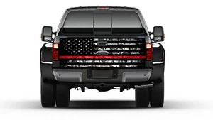 American Flag Camouflage Thin Red Line Tailgate Wrap Vinyl Graphic Decal Sticker - Picture 1 of 4