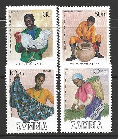 Zambia Scott #444-7  MNH Stamp Set - Trade Fair Cover