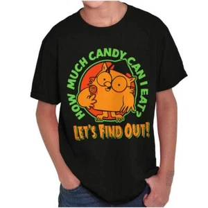 Halloween Tootsie Pop Mr Owl How Much Candy Youth Crewneck T Shirts Boy or Girl - Picture 1 of 7