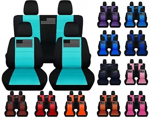 Fundas de asiento delanteras y traseras para automóvil se adaptan a Jeep Wrangler JK 2007-2018 bandera estadounidense - Imagen 1 de 22
