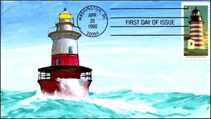 Scott 2472 25 Cents Maine Lighthouse DeRossett Hand Painted FDC 54 Of 97 - Picture 1 of 2