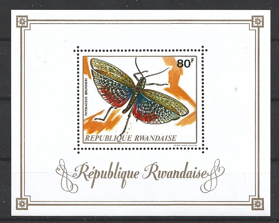 DEC-RWANDA MNH SOUV. FOLHA SC#505 DRAGON FLY SCV$11.00 BOA - Imagem 1 de 1