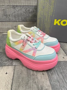 Calzado Koi Mujer Grueso Entrenadores Talla UK 4 Rosa Gomoso Brillo Vegano Plataforma - Imagen 1 de 12