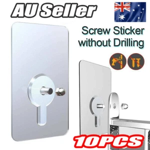 10Pcs Self Adhesive Screw Sticker Wall Hanging Sucker Hook Nail Holder TK - Picture 1 of 16