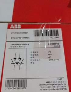 Interruptor de transferencia OTM40F4C10D380C ABB 4P 40A nuevo envío rápido - Imagen 1 de 2