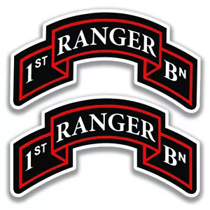 1° BATTAGLIONE RANGER DECALCOMANIA TAB esercito degli Stati Uniti 2 adesivi bogo militare - Foto 1 di 1