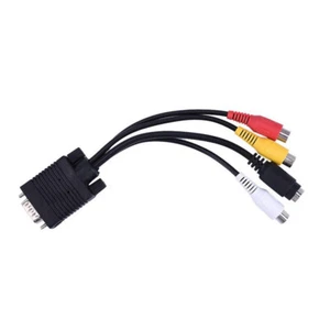1x VGA SVGA to S-video 3 RCA Composite AV TV Out Converter Adapter Cable PC Cord - Picture 1 of 6