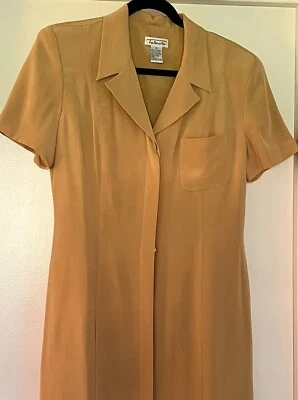 Vintage Talbots Size 10 Silk Dress Women's Beige Covered Buttons - Image 1 of 4