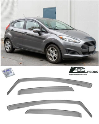 For 11-19 Ford Fiesta Hatchback IN-CHANNEL SMOKE TINTED Window Visors Deflectors - Image 1 of 4