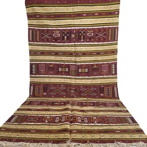 Authentic Vintage Moroccan Berber Rug Handmade Area Wool Geometric Tribal Carpet - Picture 1 of 23