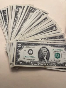 MIXED Circulated 1976-2017 Two Dollar Bill $2 Note - Picture 1 of 2