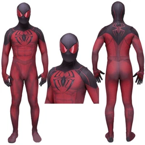 New Scarlet Spiderman Jumpsuit Spider-man Zentai Cosplay Costume Suit Halloween - Picture 1 of 9