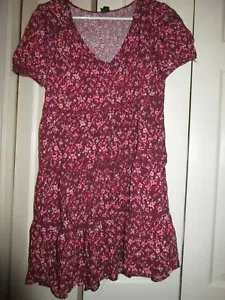 Damen Babydoll Kleid Blumenmuster Kurzarm Stufen - Wild Fable Rot XS - Bild 1 von 4