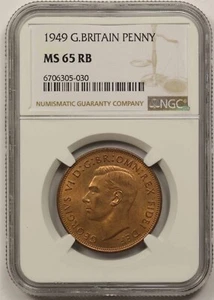 1949 Great Britain Copper Penny NGC MS 65 RB - Picture 1 of 4