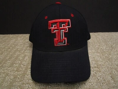 Vintage Texas Tech Cap Hat Fitted Men 6 7/8 Black Red Raiders Embroidered Logo - Image 1 of 4