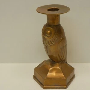 Bougeoir Hibou Chouette Oiseau Animalier Style Art Deco Style Art Nouveau Bronze - Imagen 1 de 6