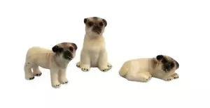 Dolls House Pug Dogs Silver Fawn Standing Sitting Lying Down Miniature Pets 1:12 - Picture 1 of 8