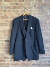 Brioni Mens Biello Suit Jacket, Sz 44L, Black Stripe 100% Wool Italy