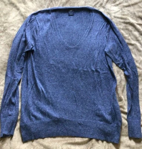 SUÉTER GAP CUELLO EN V PARA MUJER - AZUL HEATHERED - GRANDE - Imagen 1 de 2