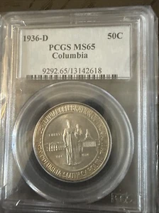 1936-D COLUMBIA Commemorative Half Dollar PCGS MS65 - Picture 1 of 2