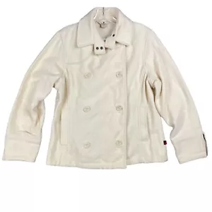 Woolrich Womens Wool Coat M Full Zip Pockets Toasty Thick Cold Weather Natural - Picture 1 of 14