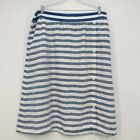 J Jill Love Linen X-Large Midi Skirt Blue White Stripe Pockets Buttons Coastal