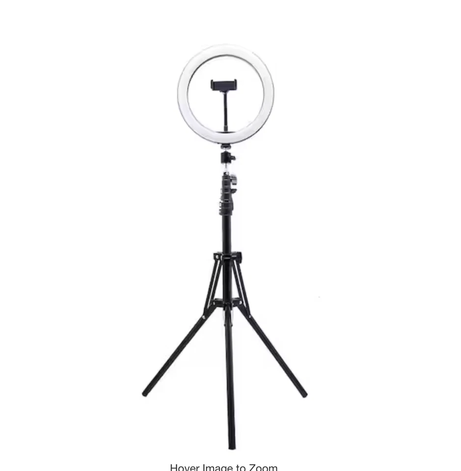 63 in. Black LED Ring Lighting Kit Lamp with Tripod for Live Stream Photo Video - Image 1 of 4