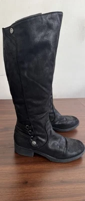 Botas femininas Baretraps Ornella pretas altura do joelho tamanho 7M zíper lateral couro sintético - Imagem 1 de 4