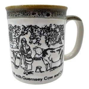 Vintage, Unused Guernsey Cow and Calf Milkmaid Embossed Mug Little Chapel Japan - Picture 1 of 6