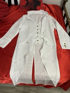 Gothic Frack weiß Steampunk viktorianische Jacke langer Mantel Größe S - Bild 1 von 8