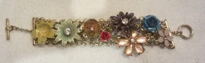 Pulsera Betsey Johnson Vintage Secret Garden Colorido Flor Distintiva 7 Pulgadas - Imagen 1 de 5
