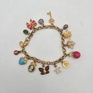 Joan Rivers All of My Favorite Things goldfarbene Emaille 14 Charms Bettelarmband - Bild 1 von 4
