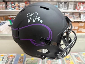Casco calcio Justin Jefferson autografo full size replica NFL Eclipse Beckett - Foto 1 di 1