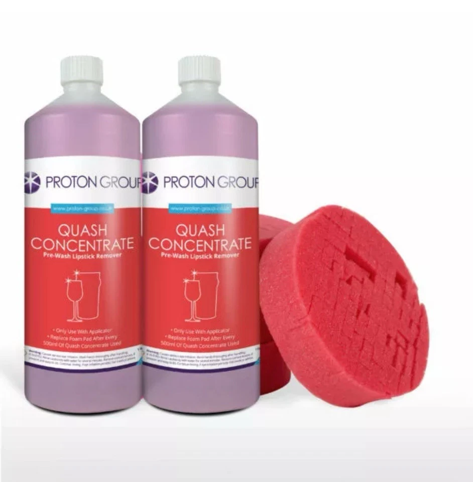 PROTON 2 x Quash Lipstick Remover 1L 4 Sponges Refill Pack Cleaner Detergent Descaler