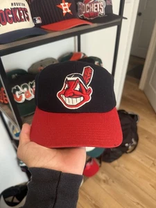 Vintage Cleveland Indians Chief Wahoo Twin Enterprise Snapback Mütze Wolle MLB LESEN - Bild 1 von 10