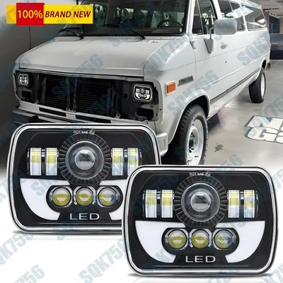 Pair Brightest 7x6inch 5x7 Square LED Headlight Fit for Chevy C/K 1500 2500 3500 - Image 1 of 4