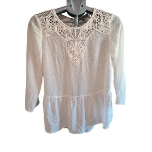 daniel rainn Size Small White sheer blouse crochet - Picture 1 of 8