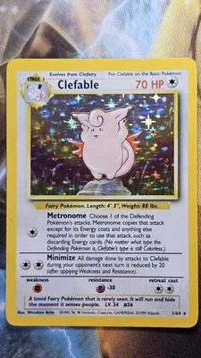 Pokemon TCG Card English Holo Rare Clefable Jungle Set No Symbol Error 1/64 - MP - Image 1 of 2