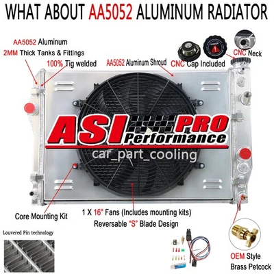 4Row Radiator+Shroud Fan For 1993-02 Chevrolet Camaro Z28 SS Pontiac Firebird US Foto 1 de 4