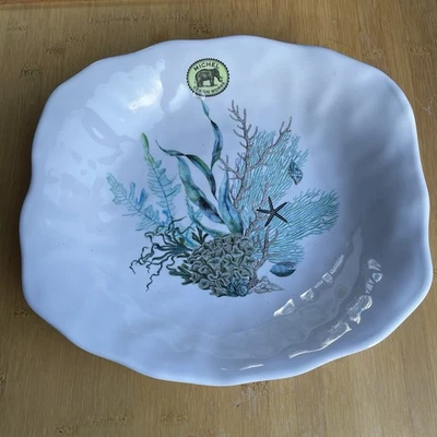Michel Design Works Serveware OCEAN TIDE Coral Sea Fan tigela de macarrão melamina nova com etiquetas - Imagem 1 de 4