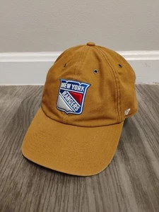Cappello Uomo Carhartt x '47 Marrone New York Rangers Pulizia Regolabile Usato in Ottime Condizioni - Foto 1 di 8